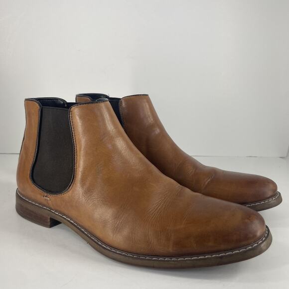 Public Opinion Boots Mens Size 11 Brown Chelsea Ankle Leather Pull On Dress - Picture 1 of 11